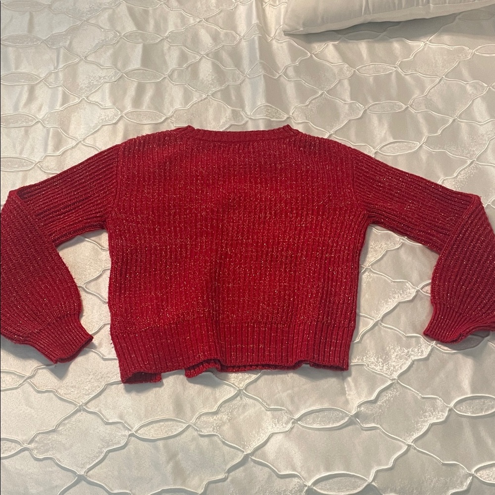 Chic Sparkling Red Knit Sweater - Picture 3 of 3